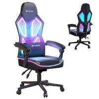 Bestier - Breathable Fabric Gaming Chair with RGB LED Lighting and Adjustable Armrests - Black