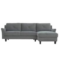 Lifestyle Solutions - Hartford Three Seat Sectional Sofa Upholstered Microfiber Fabric Curved Arm...