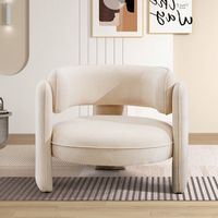 Bestier - Modern Stylish Club Velvet Accent Chair with Wide Seat Cushion - Beige