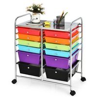 Costway - 12 Drawers Rolling Cart Storage Scrapbook Paper Studio Organizer - Multicolor