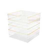 Martha Stewart - Kerry Set of 4 Plastic Stacking Desk Drawer Organizers with Gold Trim - 6 x 6 - ...