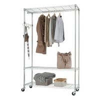 TRINITY - EcoStorage 3-Tier |48x18x75.5| Rolling Garment Rack | - Chrome