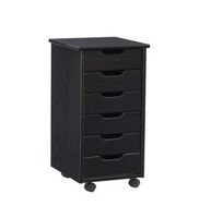 Linon Home Décor - Monte Six-Drawer Rolling Storage Cart - Black