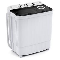 Costway - Portable Washing Machine 17.6 lb. Twin Tub Laundry Washer with Drain Pump Grey - White ...