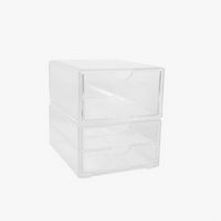 Martha Stewart - Brody Set of 2 Clear Plastic Desktop Storage Boxes - 1 Single Drawer - 1 Double ...