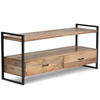 Simpli Home - Riverside SOLID MANGO WOOD TV Media Stand in Natural For TVs up to 65 inches - Natural
