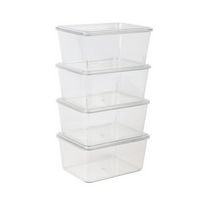 Martha Stewart - Brody Premium 6.75" x 5" Clear Plastic Storage Boxes with Lids - Set of 4 - Clear
