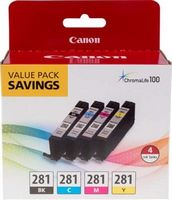 Canon - CLI-281 4-Pack Standard Capacity - Black, Cyan, Magenta, Yellow Ink Cartridges - Black/Cy...