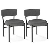 Costway Dining Chair Set of 2 with Curved Backrest Padded Seat & Metal Legs for Dining Room - Gray