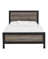 Walker Edison - Rustic Industrial Queen Size Panel Bed Frame - Grey Wash