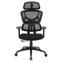 OSP Home Furnishings - Mesh Back with Headrest and Adjustable Arms on Nylon Base - Black