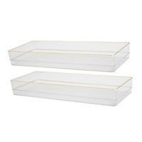 Martha Stewart - Kerry Set of 2 Plastic Stacking Desk Drawer Organizers with Gold Trim - 15 x 6 -...