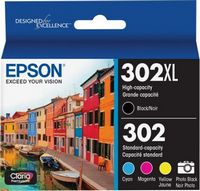 Epson - 302/302XL 5-Pack High-Yield and Standard Capacity Ink Cartridges - Photo Black/Cyan/Magen...