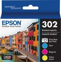 Epson - 302 4-Pack Standard Capacity Ink Cartridges - Photo Black/Cyan/Magenta/Yellow