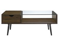 Walker Edison - Mid-Century Wood Coffee Table - Dark Walnut/Glass