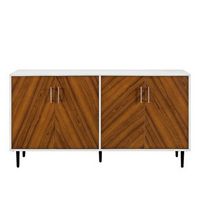 Walker Edison - 58” Mid Century Modern Faux Bookmatch Buffet/TV Stand Fits Most TVs up to 65&quot; - B...