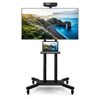 Costway - Mobile TV Stand for Most 32-70 inch Flat or Curved TVs up to 110 lbs w/AV Shelf - Black
