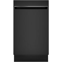 GE Profile - 18&quot; Top Control Built-In Dishwasher with Stainless Steel Tub - Black