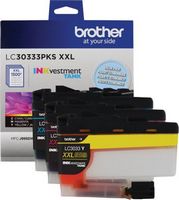 Brother - LC30333PKS XXL Super High-Yield INKvestment 3-Pack Ink Cartridges - Cyan/Magenta/Yellow