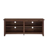 Walker Edison - Modern 58&quot; Wood Open Storage TV Stand for Most TVs up to 65&quot; - Dark Walnut