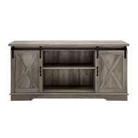 Walker Edison - 58&quot; Modern Farmhouse Sliding Door TV Stand for Most TVs up to 65&quot; - Grey Wash