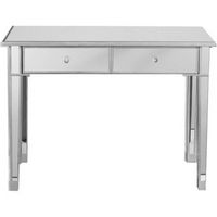 SEI Furniture - Mirage Mirrored 2-Drawer Console Table - Matte Silver
