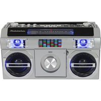 Studebaker - Bluetooth Boombox with FM Radio, CD Player, 10 watts RMS - Silver