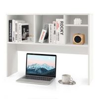 Costway - Computer Desktop Bookcase Countertop Storage Bookshelf Organizer with 4 Cubbies - White