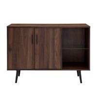 Walker Edison - Mid-Century Wood TV Console for Most TVs Up to 48&quot; - Dark Walnut