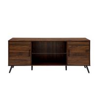 Walker Edison - 60&quot; Mid Century Modern TV Stand Cabinet for Most TVs Up to 65&quot; - Dark Walnut