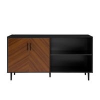 Walker Edison - Mid-Century Modern TV Stand for Most TVs Up to 65&quot; - Dark Walnut/Black