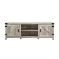 Walker Edison - 70&quot; Modern Farmhouse Barn Door TV Stand for most TVs up to 80&quot; - White Oak