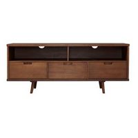 Walker Edison - 58&quot; Mid-Century Modern 3-Drawer Wood TV Stand for TVs up to 65&quot; - Walnut