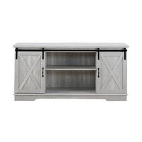 Walker Edison - 58&quot; Modern Farmhouse Sliding Door TV Stand for Most TVs up to 65&quot; - Stone Grey