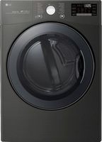 LG - 7.4 Cu. Ft. Stackable Smart Electric Dryer with Steam and Sensor Dry - Black steel