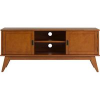 Simpli Home - Draper Mid Century TV Cabinet for Most TVs Up to 66&quot; - Teak Brown