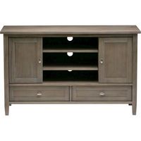 Simpli Home - Warm Shaker SOLID WOOD 47 inch Wide Transitional TV Media Stand in Distressed Grey ...