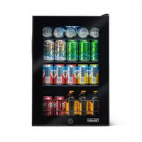 NewAir - 90-Can Freestanding Beverage Cooler, Compact with Adjustable Shelves and Lock - Black