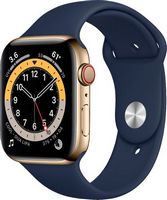 Apple Watch Series 6 (GPS + Cellular) 44mm Gold Stainless Steel Case with Deep Navy Sport Band - ...