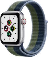 Apple Watch SE (GPS + Cellular) 40mm Silver Aluminum Case with Abyss Blue/Moss Green Sport Loop -...