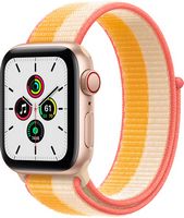 Apple Watch SE (GPS + Cellular) 40mm Gold Aluminum Case with Maize/White Sport Loop - Gold