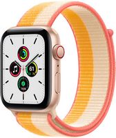 Apple Watch SE (GPS + Cellular) 44mm Gold Aluminum Case with Maize/White Sport Loop - Gold