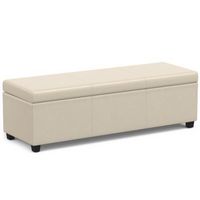 Simpli Home - Avalon Extra Large Storage Ottoman Bench - Satin Cream