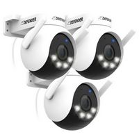 Defender - AI POWERED 4K Everwatch PTZ 360&#176; Wi-Fi Plug-in Power Security Camera, 3 Pack - White