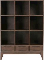 Simpli Home - Harper Mid Century Modern Cube Storage Bookcase With Drawers - Walnut Brown