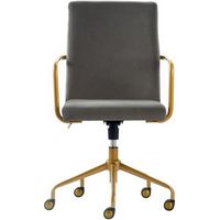 Elle Decor - Giselle Mid-Century Modern Fabric Executive Chair - Gold/Light Gray Velvet