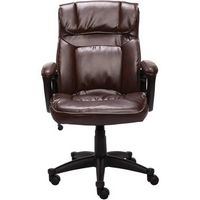 Serta - Hannah Upholstered Executive Office Chair with Headrest Pillow - Smooth Bonded Leather - ...