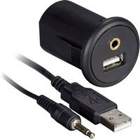 Metra - Install Bay Snap-In USB and AUX Adapter with 4.92' Extension Cable - Black