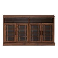 Walker Edison - Tall Window Pane TV Stand for Most TVs Up to 65&quot; - Dark Walnut
