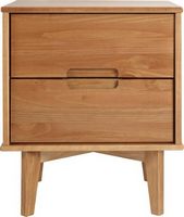 Walker Edison - 24&quot; Modern Solid Wood Two-Drawer Nightstand - Caramel